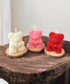 Mini Rose Heart Teddy Candle