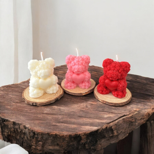 Mini Rose Heart Teddy Candle